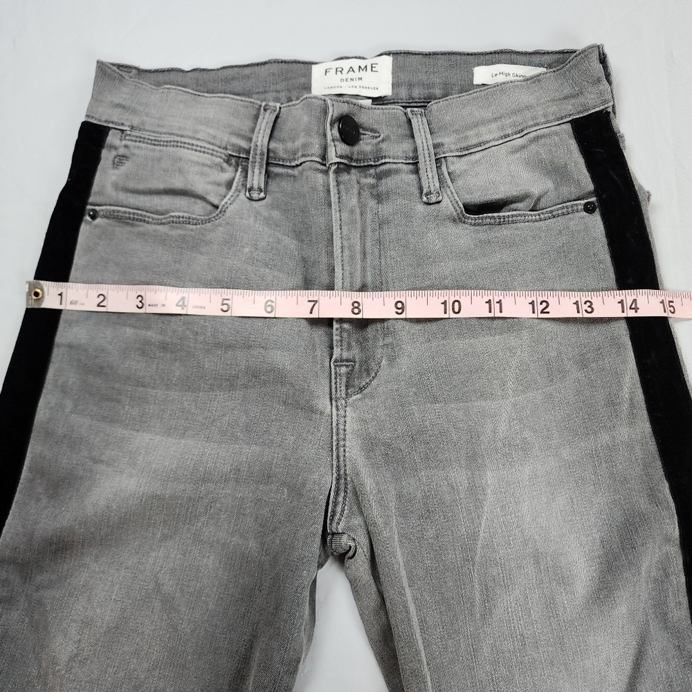FRAME Grey Le High Skinny Velvet Tux Grimes Size 27 (28" Inseam) - Picture 13 of 17